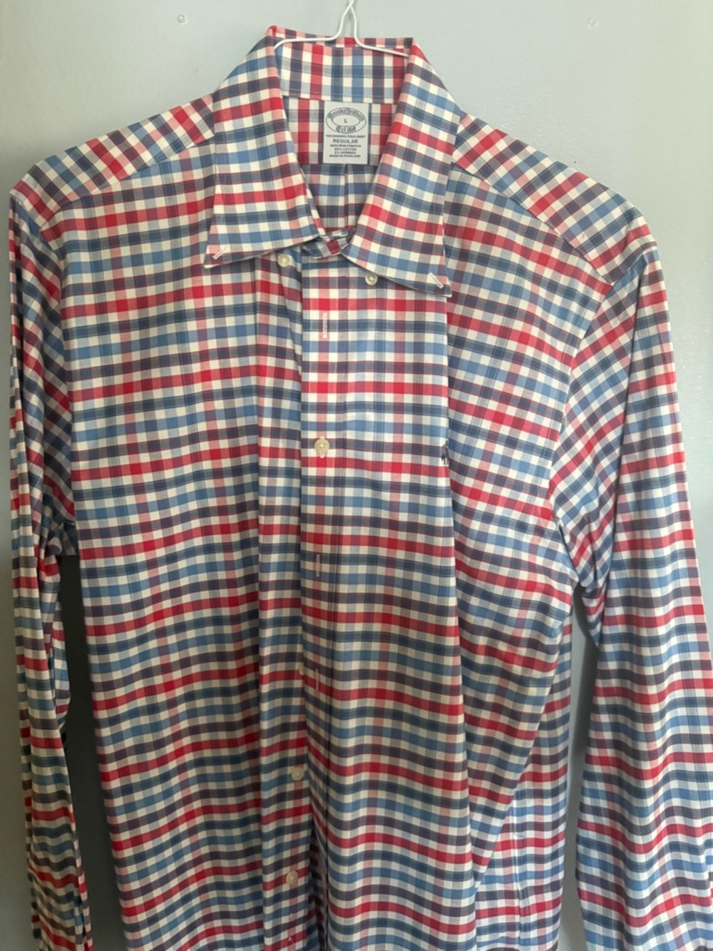 Brooks Brothers Red, Blue & White Check Dress Shirt